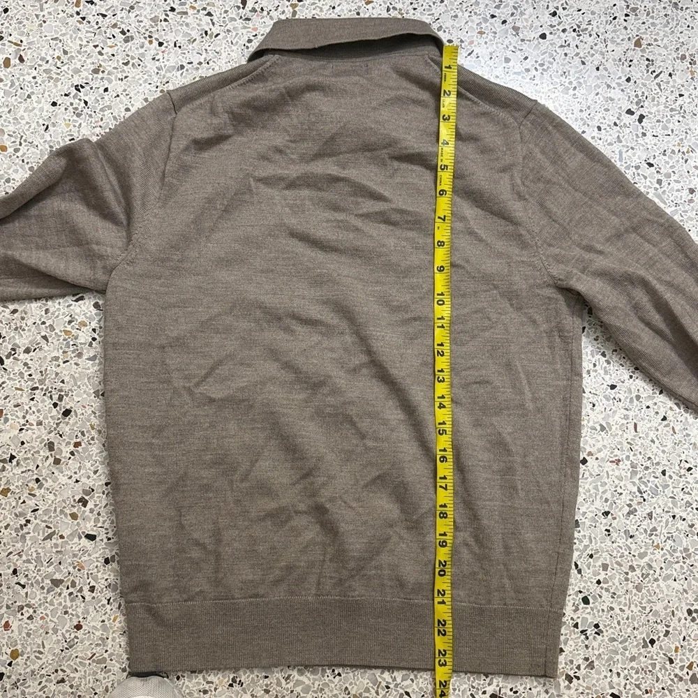 J Crew taupe merino wool blend collared long sleeve polo medium m